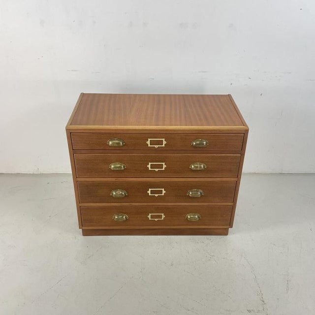 Vintage Plan Chest with Brass Cup Handles, 1930s For Sale - Image 3 of 12