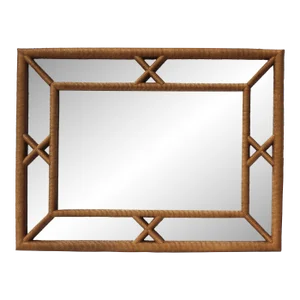 Midcentury Faux Rope Wrapped Mirror From the 1970s