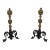 Pair Antique Brass & Iron Fireplace Andirons For Sale