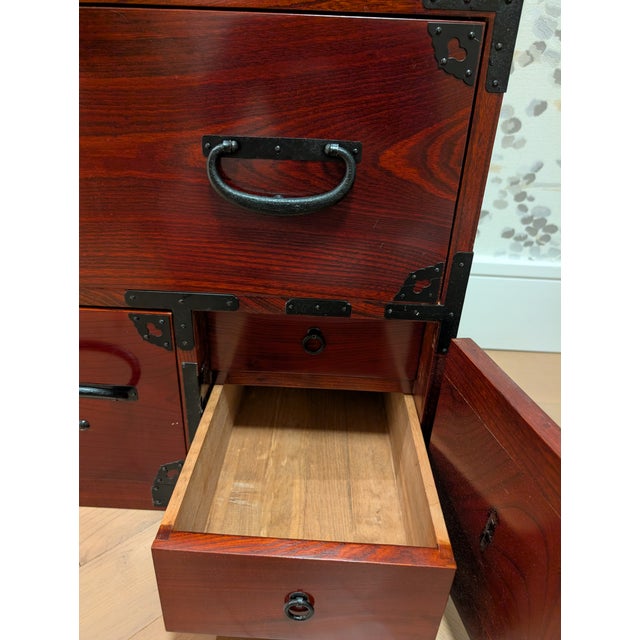 Authentic Meiji Era Nihonmatsu Tansu Chest (Zelkova Wood) With Keys & Papers For Sale - Image 9 of 12