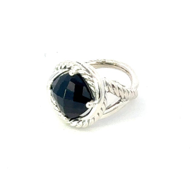 Traditional 1990s David Yurman Onyx Infinity Ring Size 7, 11 mm Sterling Silver Estate For Sale - Image 3 of 5