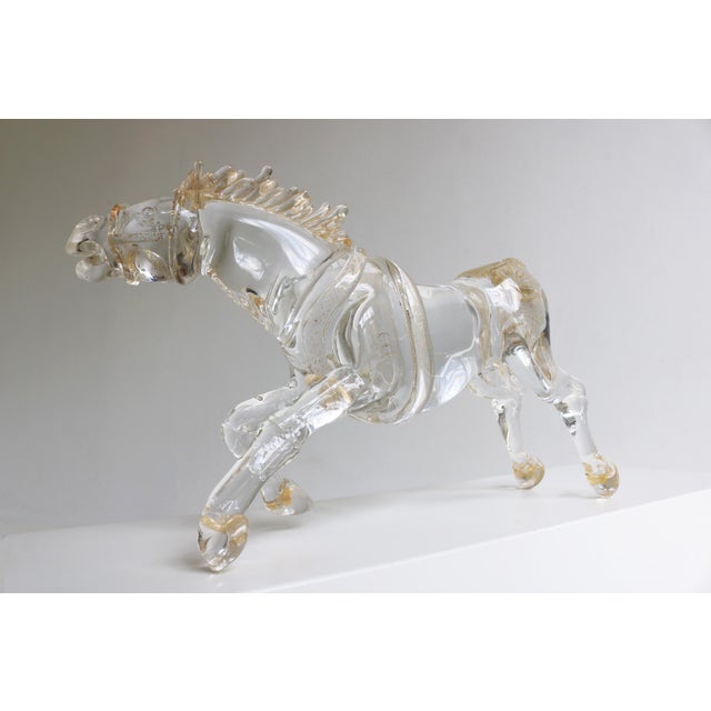 Mid-Century Italian Murano Glass Horse Sculpture with 24 Karat Gold by Arnaldo Zanella, 1970s For Sale - Image 10 of 18