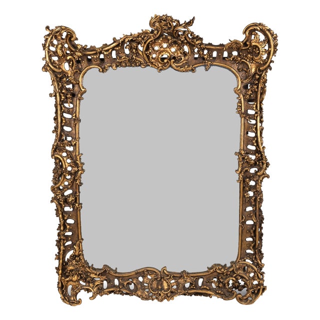 19th Century Louis XV Style Mirror with Gilt Wood Frame Surround, 1970s For Sale