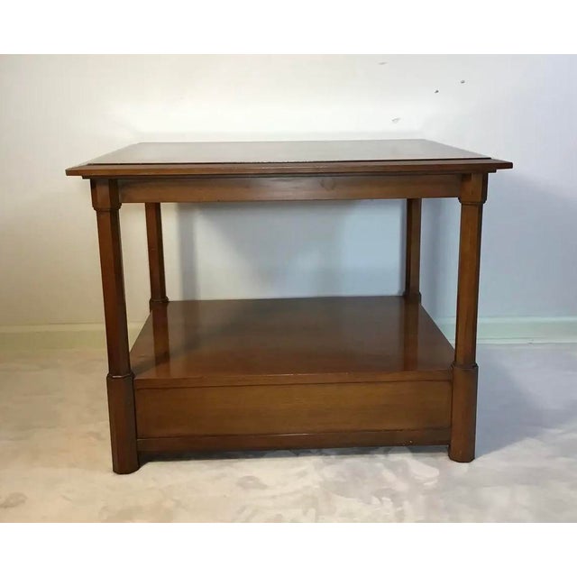 Wood Pair of Hekman Furniture Two Tier Burl Maple Walnut End Tables, Mid-Century Modern For Sale - Image 7 of 11