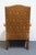 Henredon Furniture Traditional Gold & Terracotta Scrolling Demask Upholstered Accent Wingback Arm Chair For Sale In Kansas City - Image 6 of 10