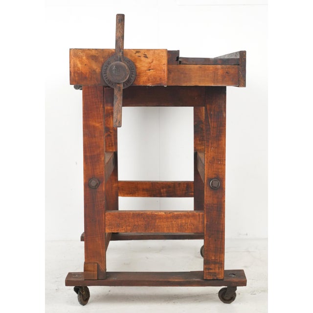 Vintage Industrial 54.375 In. Maple Woodworkers Workbench For Sale - Image 10 of 16