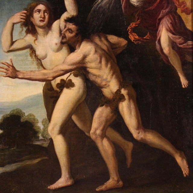 Italian Artist, The Expulsion of Adam and Eve from the Garden of Eden, 1640, Oil on Canvas, Framed For Sale - Image 12 of 16