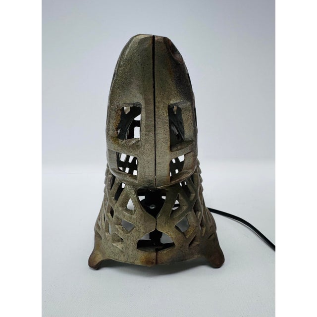 Metal Vintage Cast Iron Butterfly Table Lamp Openwork Accent Light Shadow Casting For Sale - Image 7 of 12