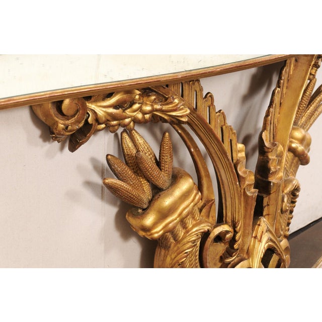Brass Italian Cornucopia Motif Gilt Wall Console For Sale - Image 8 of 9