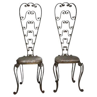 Set of Metal High Backrest Chairs by Pier Luigi Colli, 1950s For Sale
