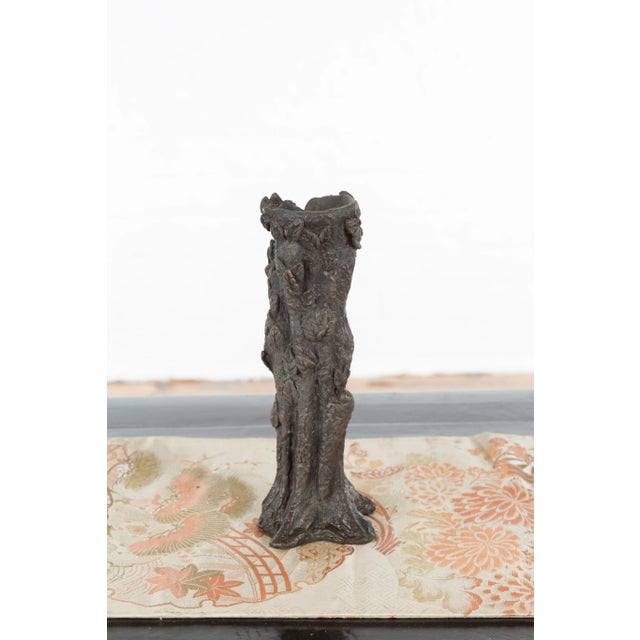 Small Vintage Lost Wax Cast Bronze Dryad Tree Nymph Candle Holder For Sale - Image 10 of 12