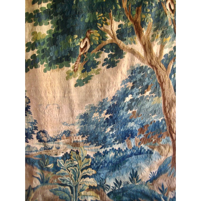 French Country French Aubusson Tapestry Verdure Two Magpies in a Tree 18 Century For Sale - Image 3 of 12