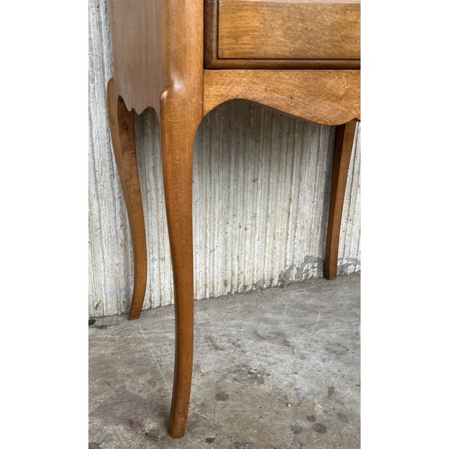 Pair of French Nightstands With Three Drawers and Carbriole Legs For Sale - Image 9 of 10