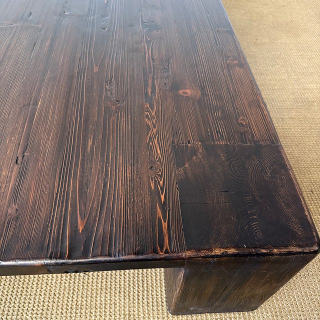 Large Reclaimed Fir Pine Beam XL Coffee Table in Dark Walnut For Sale - Image 11 of 14