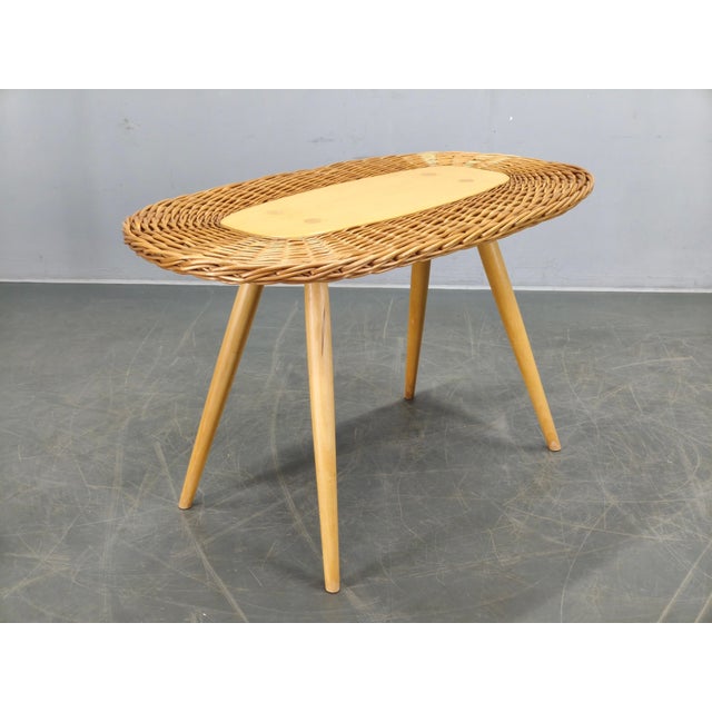 Rattan Coffee Table by Jan Kalous, Czechoslovakia, 1970s For Sale - Image 8 of 12