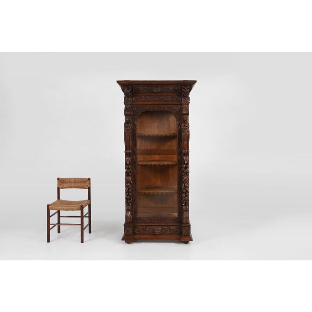 Belgium / 1950 / display case / oak and glass / mid-century / baroque A rare to find baroque style carved display case,...