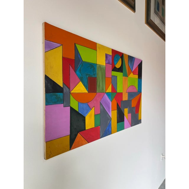 Striking and vibrant vintage abstract painting, signed Daniel and dated 2003. Executed in oil on canvas, this work...