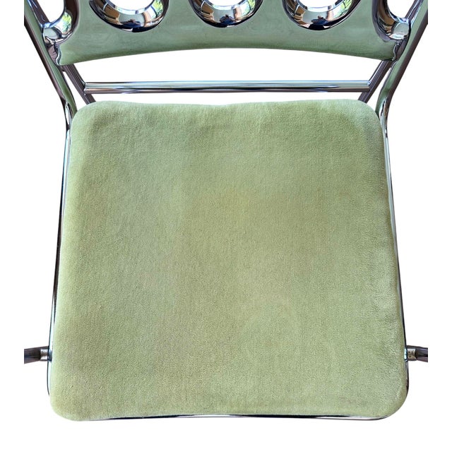 Metal Vintage Mid Century Chromcraft Cantilever Armchairs With Olive Green Upholstery, a Pair Circa 1970 For Sale - Image 7 of 12