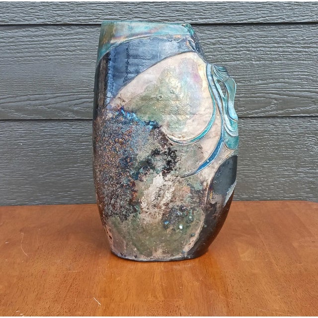 Early James "Jim" Loso Vintage Raku Studio Art Pottery Lady Portrait Vase For Sale - Image 6 of 13