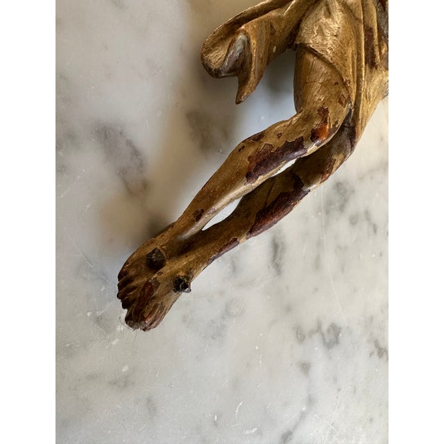 17th Century Alpine Wooden Christ Torso with Polychrome Traces For Sale - Image 11 of 15