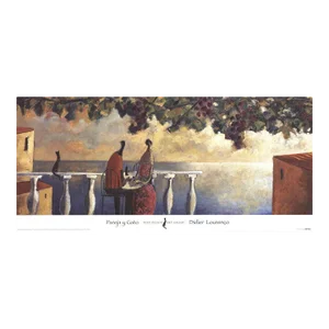 2002 Didier Lourenco 'Couple and Cat' African American Offset Lithograph