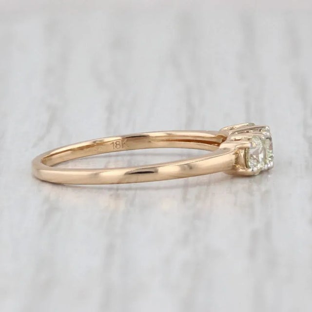 0.48ctw Yellow Diamond 3-Stone Ring 18k Yellow Gold Engagement Size 6.25 For Sale - Image 4 of 8