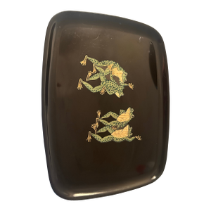 Mid Century Modern Couroc Dancing Frogs Tray in Phenolic - Rare Tray!
