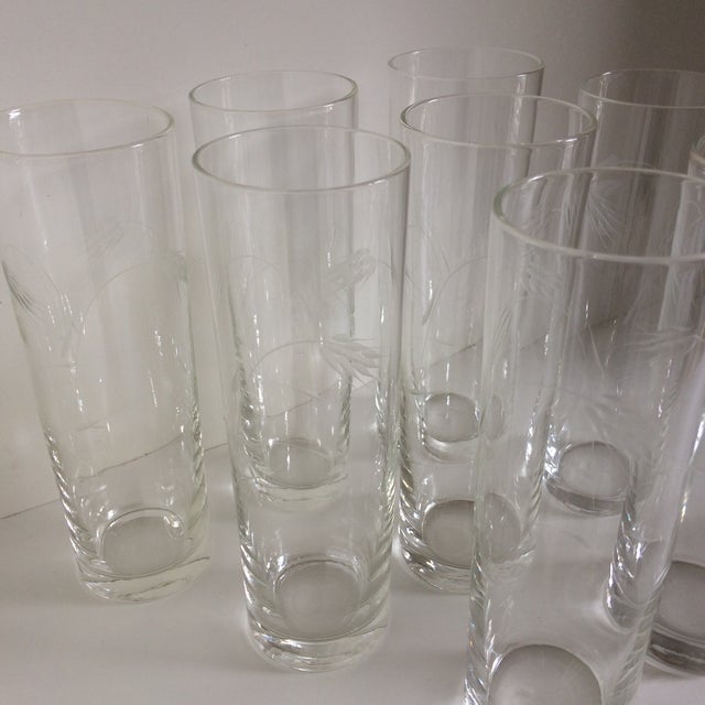Noritake Etched Crystal Wheat Pattern Tom Collins Glasses Set of 9