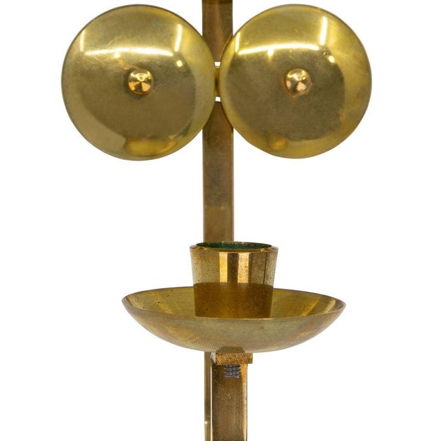 Modern Pair of Mid 20th Century Swedish Mirrored Brass Candle Holders For Sale - Image 3 of 5