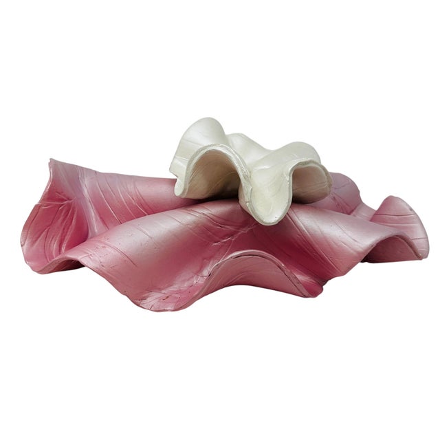 Large 15" Keith Fortley Signed Post-Modern Sculptural Flower Centerpiece – Pink & Opalescent White For Sale - Image 10 of 17