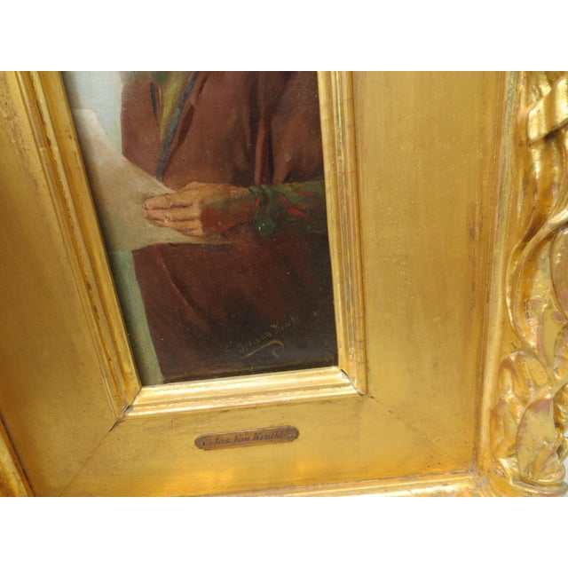 Gold Old Man Singing Oil on Canvas by Krathl Late 19th For Sale - Image 8 of 10