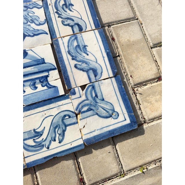 Antique 18th Century Portuguese Blue & White Abundance Basket Tile Panel For Sale - Image 15 of 16