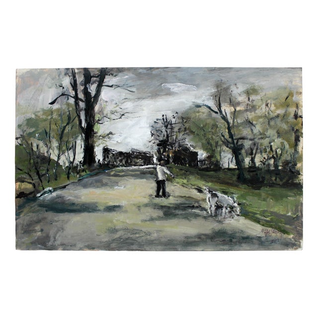 Magdalena Spasowicz, By the Bzura River, Oil on Cardboard For Sale