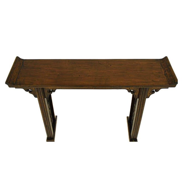 Chinese Chinese Wooden Altar Table / Console With Carved Apron For Sale - Image 3 of 6