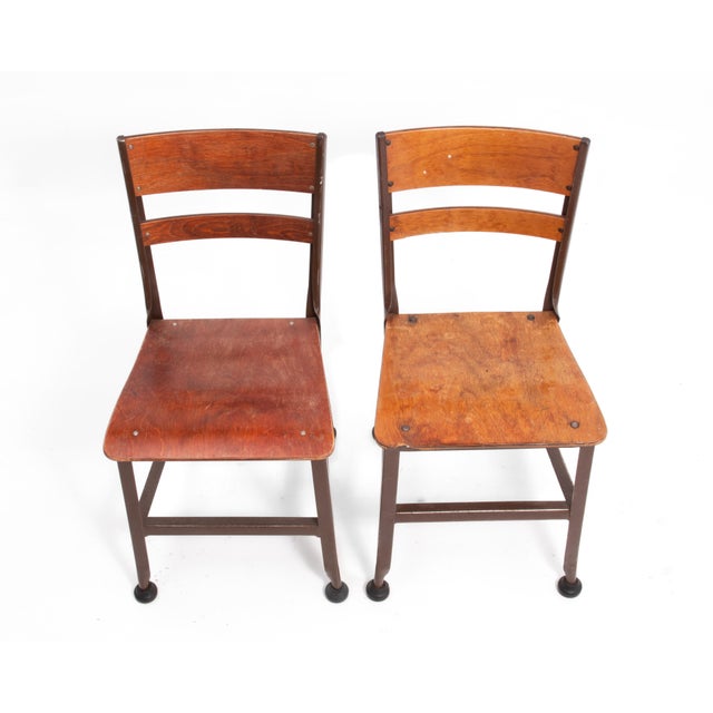Toledo Industrial Metal Furniture Company Chairs Steel Frame Plywood Seat a Set of Four For Sale - Image 10 of 18