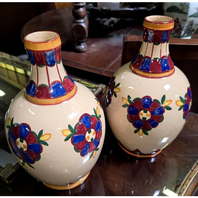 1930s Art Deco Vases by Henri Delcourt for Desvres, 1930s, Set of 2 For Sale - Image 5 of 8