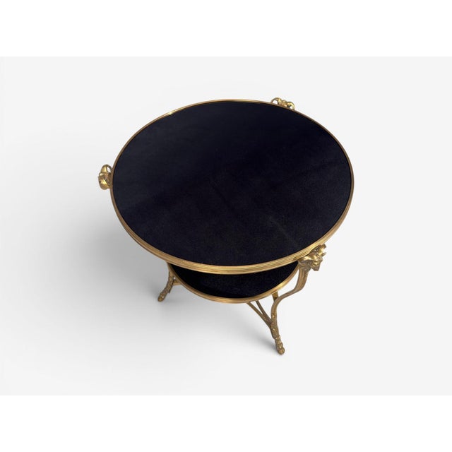 Louis XVI Style, Rams Head Gueridon, Bronze, Black Stone, France, 20th C. For Sale - Image 14 of 14