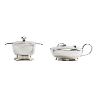 Silver-Plated Alpacca Sugar Bowl and Creamer by Gio Ponti for Fratelli Calderoni - A Pair For Sale