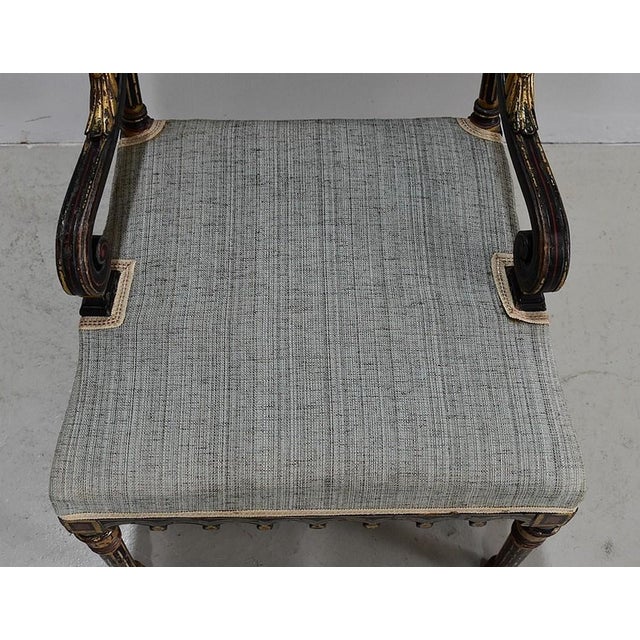 Black Small Napoleon III Blackened Wood Armchair, Mid-19th Century For Sale - Image 8 of 15