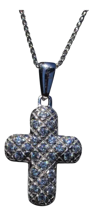 The Belle River: White Gold Cross set with Cubic Zirconia