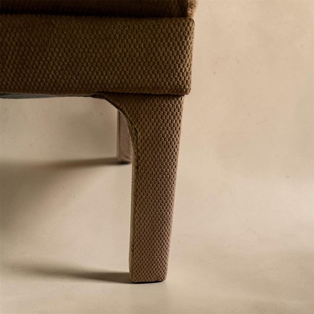 Vintage Sculptural Arched Leg Brown Velvet Ottoman - Mid-Century Modern Stool For Sale - Image 4 of 5