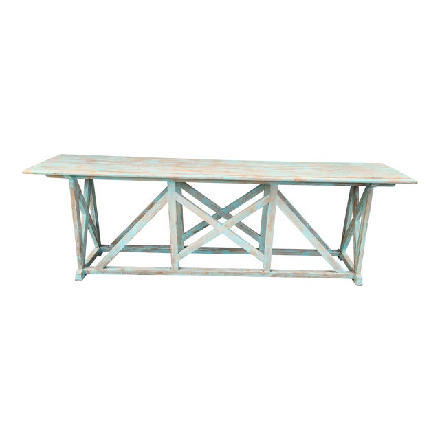 1960's Solid Wood Console Table For Sale