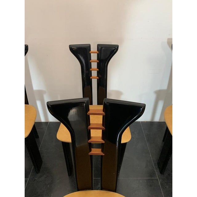 Vintage Dining Chairs with Leather Seats by Pierre Cardin for Roche Bobois, 1970s, Set of 6 For Sale - Image 11 of 17