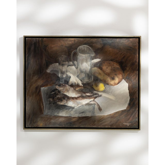 Textile Mid 20th Century France Sienna Canvas Painting For Sale - Image 7 of 15