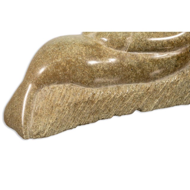 Traditional Inuit Resting Man Hand-Carved Soapstone Sculpture Native Canadian Art For Sale - Image 3 of 6
