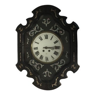 Napoleon III Ebony and Mother of Pearl Inlay Wall Clock For Sale