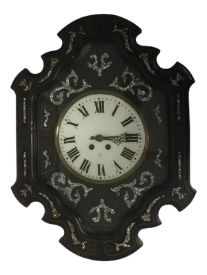 Napoleon III Ebony and Mother of Pearl Inlay Wall Clock