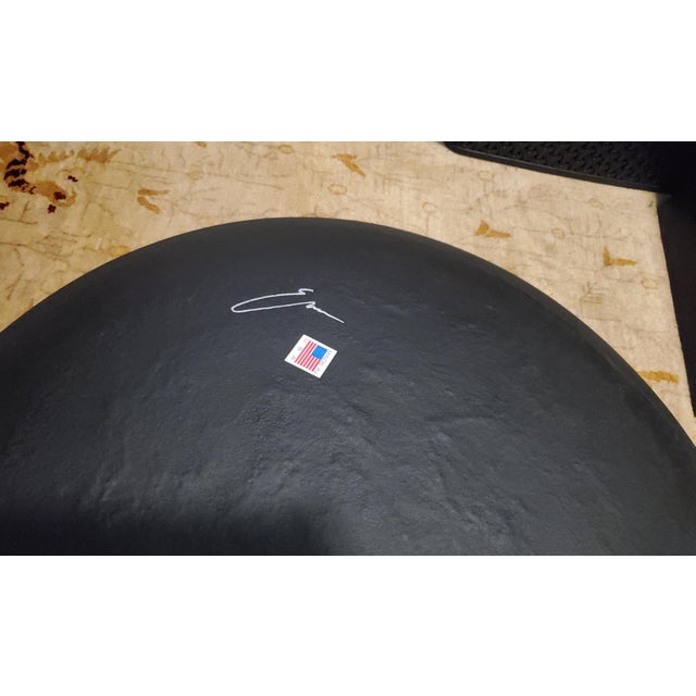 Postmodern Large 29.5" Tony Evans Mid-Century Modern Abstract Fused Glass Art Platter on Custom Iron Stand For Sale - Image 3 of 6