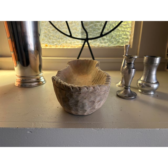 Vintage Hand-Carved Wood Dough Bowl with Scalloped Edge For Sale - Image 12 of 12