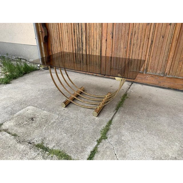Brass and Glass Dining Table, Italy, 1970s For Sale - Image 6 of 6